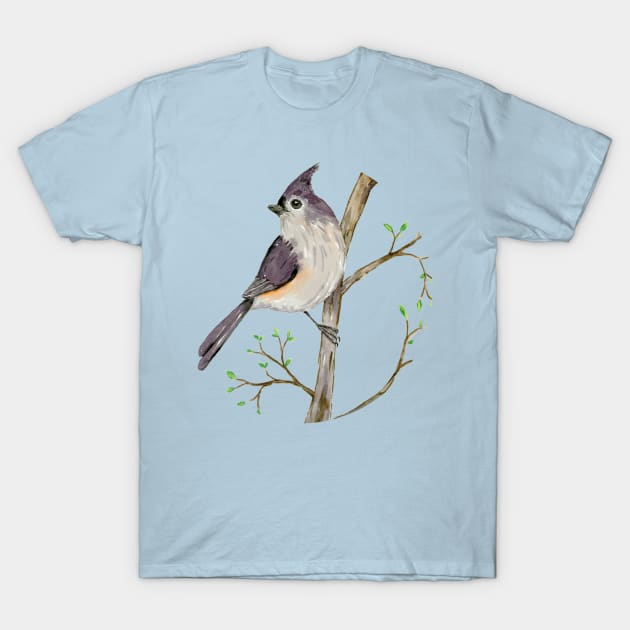 Tufted titmouse watercolor T-Shirt by Bwiselizzy